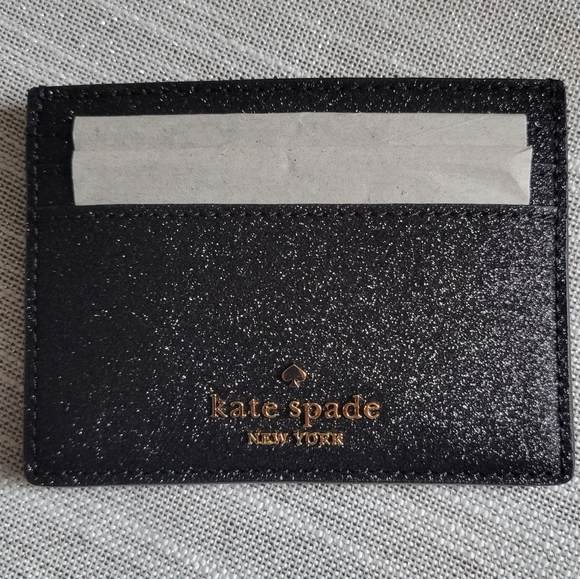NWT Black Glitter Slim Wallet Card with Gift Box - Picture 2 of 5